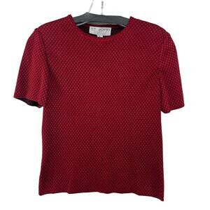 St. John Collection Short Sleeve Knit Crewneck Top Red Black Size P / US 2 ASIS